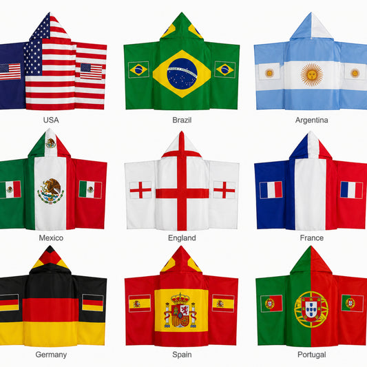 3x5FT Wearable Flag Cape – National Team Fan Hooded Flag for Stadiums & Celebrations