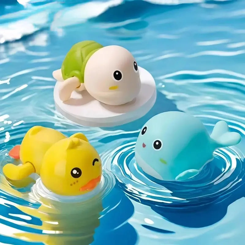 2 Pack Swimming Baby Bath Toys, Water Pool Floating Wind Up Toys Assorted Animal Model Set