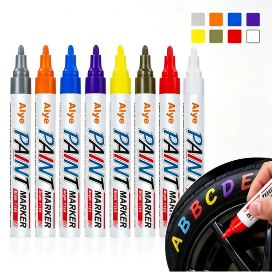 12-Color Oil-Based Tire Paint Marker Set, Quick-Dry Waterproof Permanent Paint Pens for Tires, Rubber, Metal & Wood