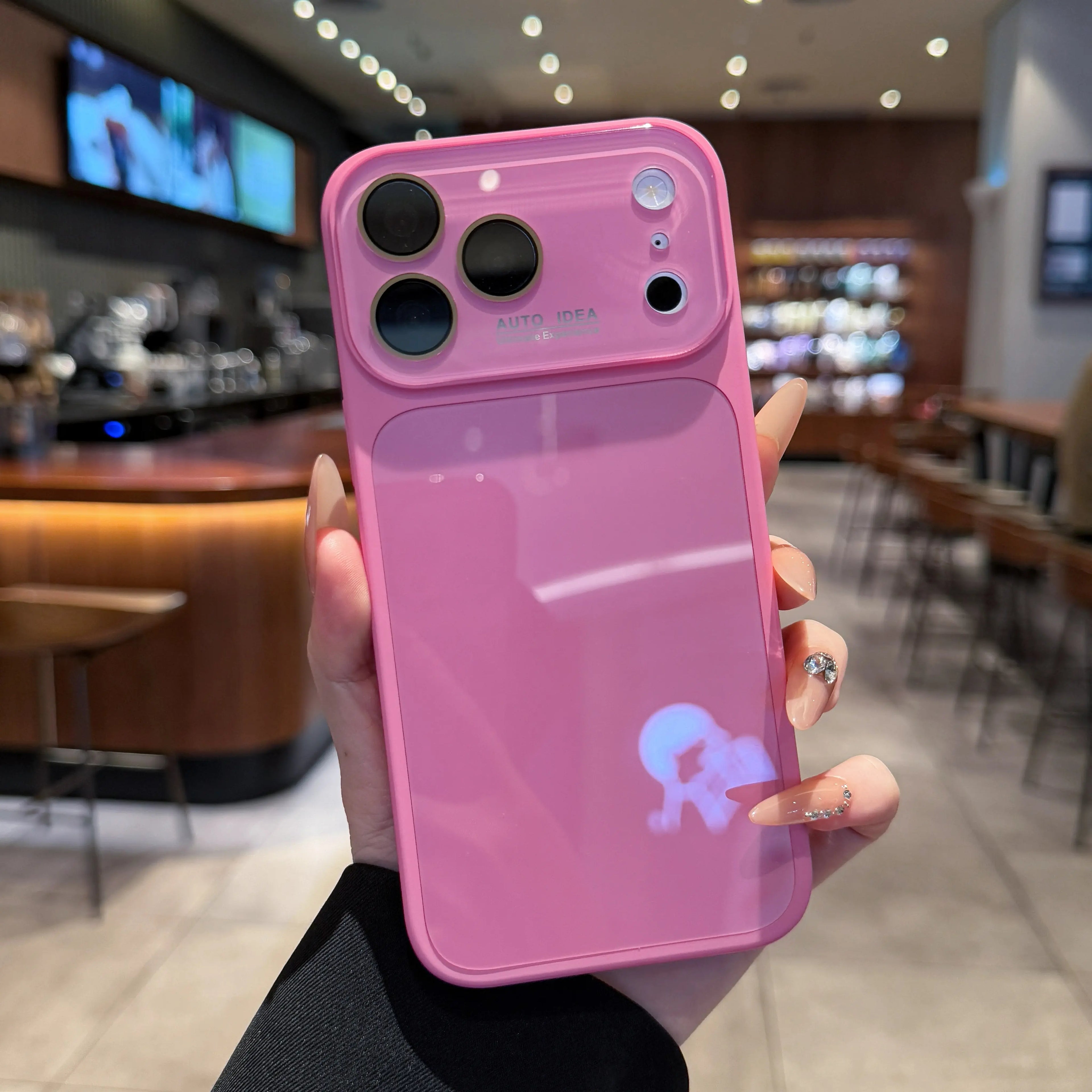 Funda de Teléfono de Cristal Color Caramelo Dopamina – Protección de Lente en Contraste Cubierta Anticaída para iPhone 17 Pro Max