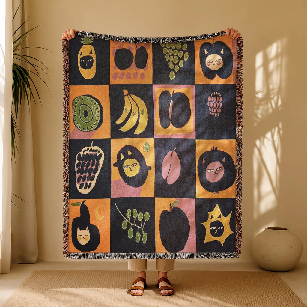 Boho Geometric Tassel Woven Throw Blanket for Bed, Sofa & Wall Décor