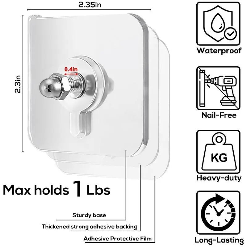 BUY 10 GET 10 FREE  20PCS Adhesive Frame Hooks Wall Mount Self-Adhesive Hooks Suitable for Bathroom and Kitchen Decoration