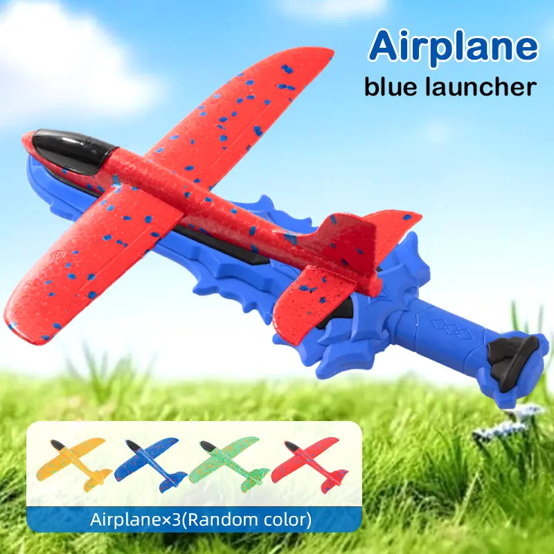 Foam Glider Airplane Launcher Toy for Kids 9.45-inch Airplane with 2 Flight Modes