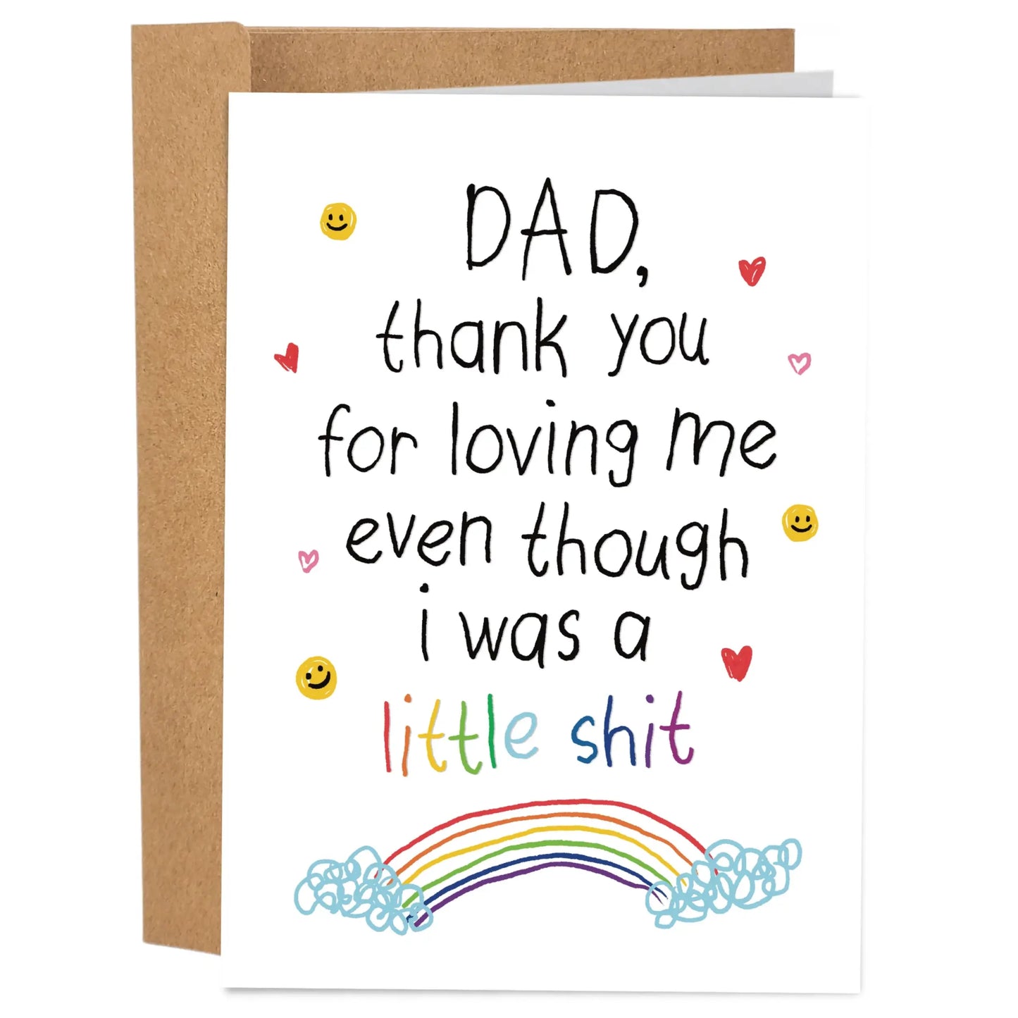 Funny Father's Day Card - 5x7 Inch Hand-Drawn Greeting Card with Envelope