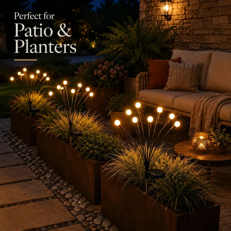 Outdoor Solar Firefly Lights, 4/8 Pack Waterproof Garden Stake Lights with Auto Dusk-to-Dawn Glow, 32/64 LED Bulbs for Yard, Patio, Pathway, Walkway & Landscape Decor