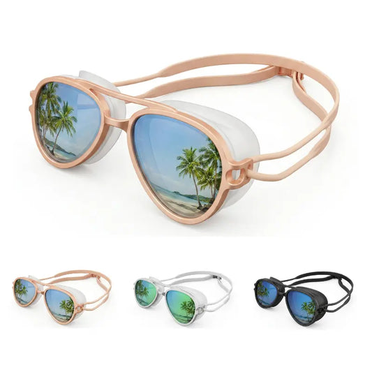 Yeomoo Retro Aviator Swimming Goggles for Adults, Anti-Fog Leakproof UV Protection, Adjustable Strap with Case - Stylish Pool & Beach Goggles for Women/Men