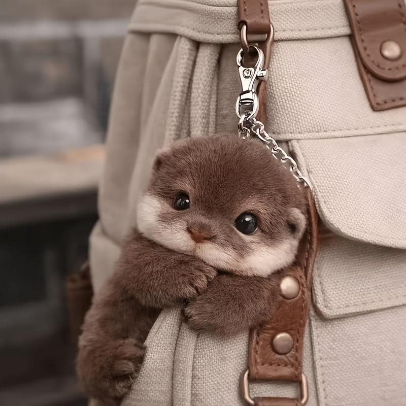 Realistic Soft Plush Otter Keychain – Viral Vibe Bag Charm & Backpack Pendant
