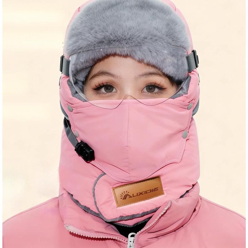Unisex Fleece-Lined Winter Outdoor Biking Hat with Detachable Goggles