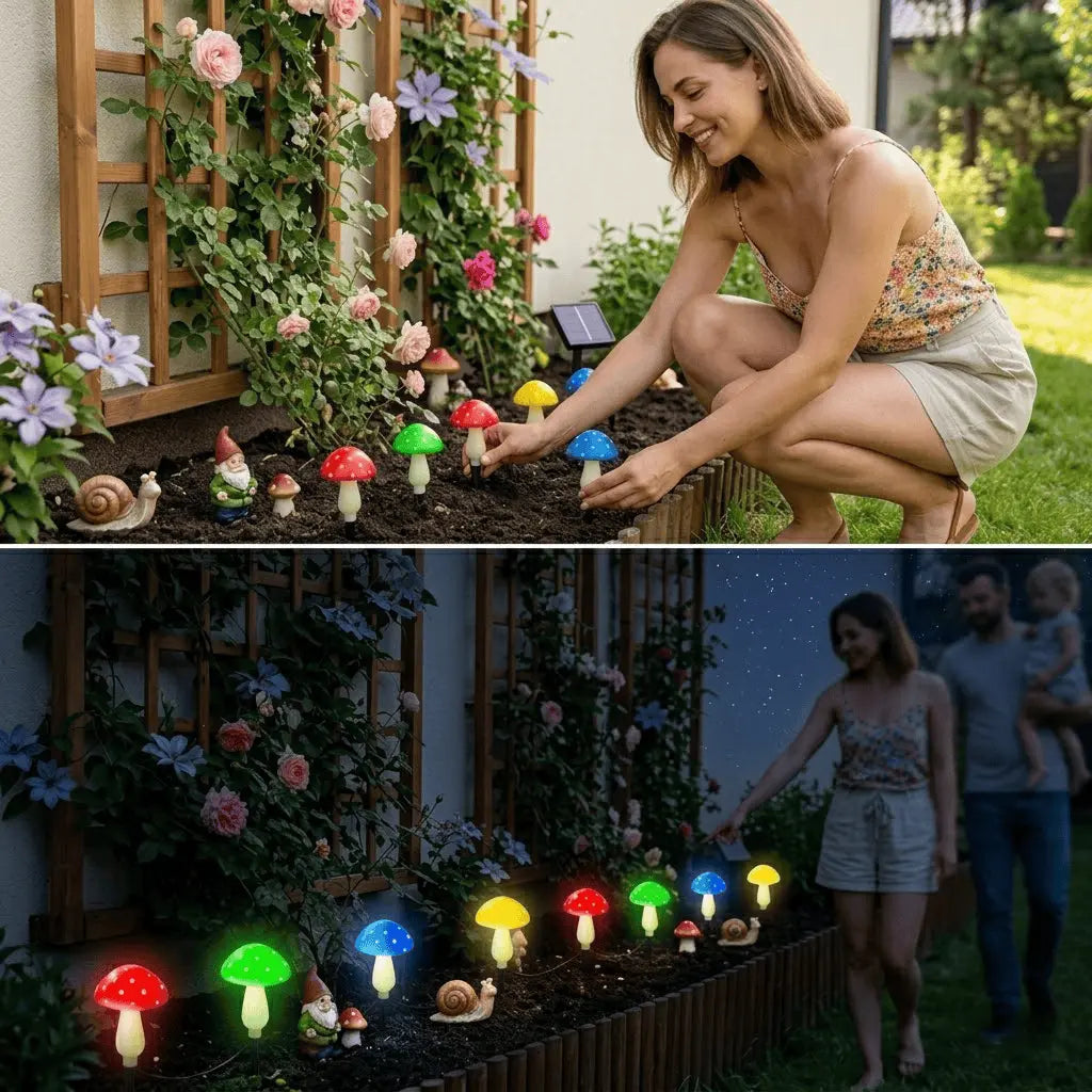 Solar Powered Mushroom Shaped Garden Light 1 Set Outdoor Decorative Lamp Solar Garden Ambient LED Light for Yard Patio Path Solar Landscape Lights Outdoor Pathway Lighting copper decoration