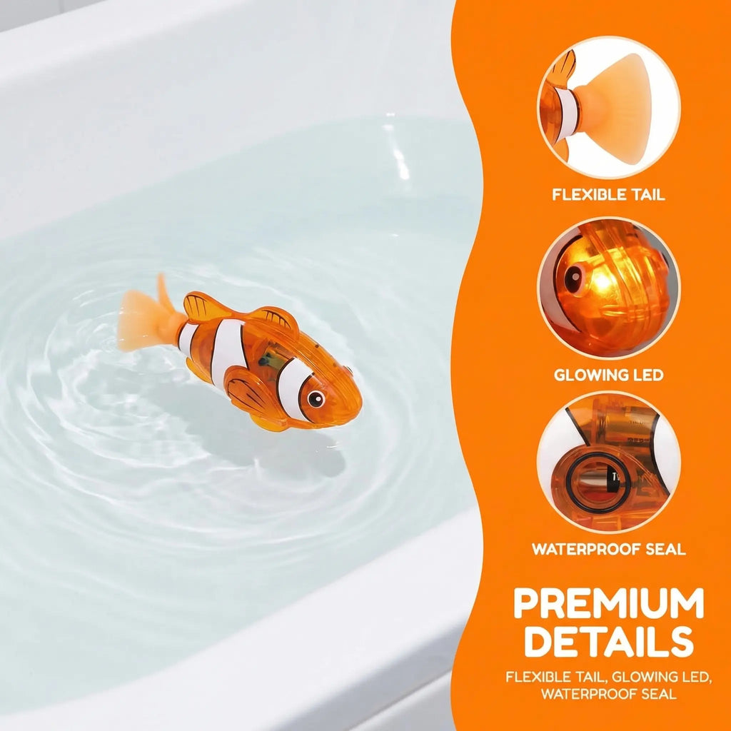 Electronic Pet Fish Bath Toy, 4pcs/set Induction Activated LED Light Up Swimming Fish, Waterproof Interactive Robot Clown Fish Toy with Slow Swaying Movement for Baby Toddlers Bath Time