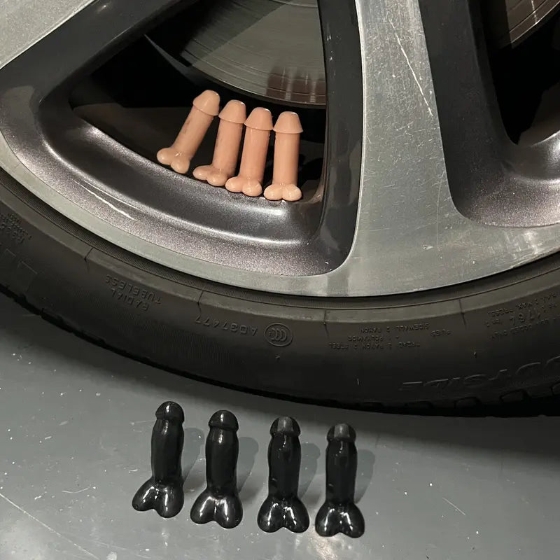 4-PCS Creative Funny Middle Finger Valve Stem Caps – Waterproof & Dustproof Tire Air Caps for Cars & Bikes