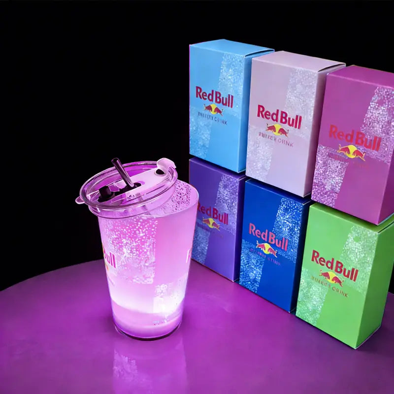 "Electric Vibes" Red Bull Luminous LED 14oz Party Cup - Customizable Glow-in-the-Dark Drinkware