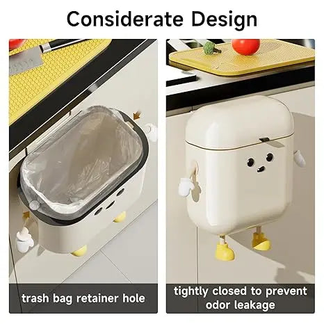 UFORU 12L Wall Mounted Trash Can with Lid, Hanging Leakproof Waste Bin for Kitchen, Bathroom, Bedroom, Office, Laundry Room & RV