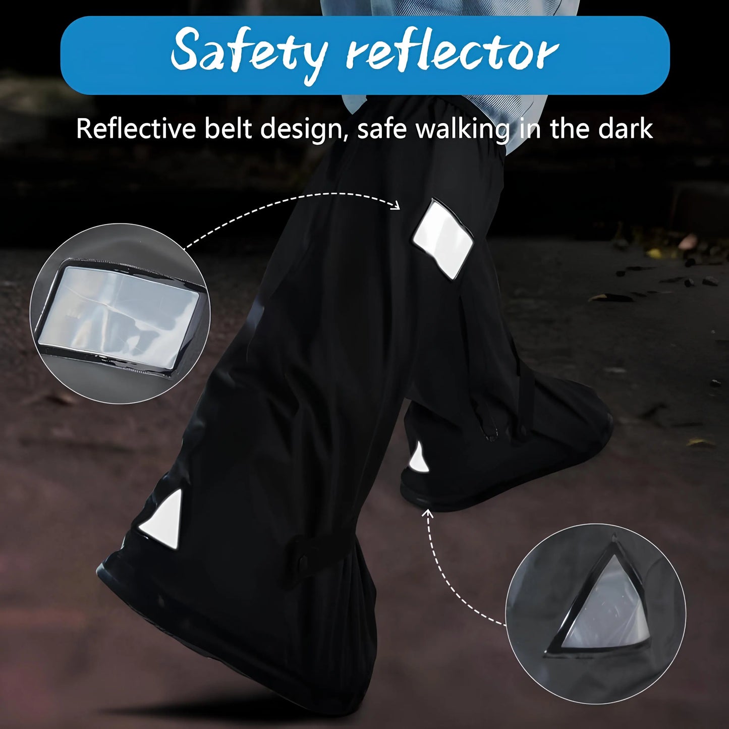 Waterproof Rain Shoe Covers – Reusable Non-Slip Overshoes with Reflective Strip
