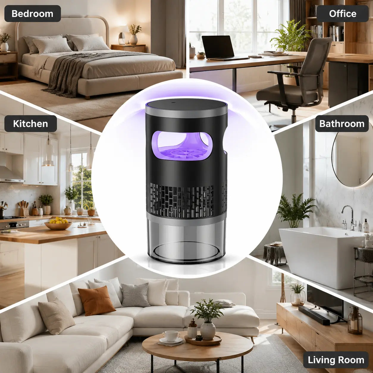 Quiet Indoor Mosquito and Fruit Fly Trap with Light Suction
