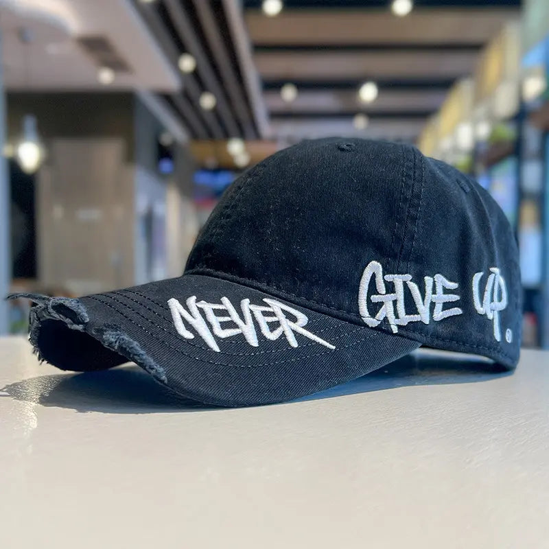 1pc Casual Trendy Baseball Cap with Side Embroidery "Nive Give Up", Versatile Streetwear  Adjustable Casual Mens hat, Fashion Style Outdoor Sun Hat for Women and Men, Curved Brim Trucker Hats Women