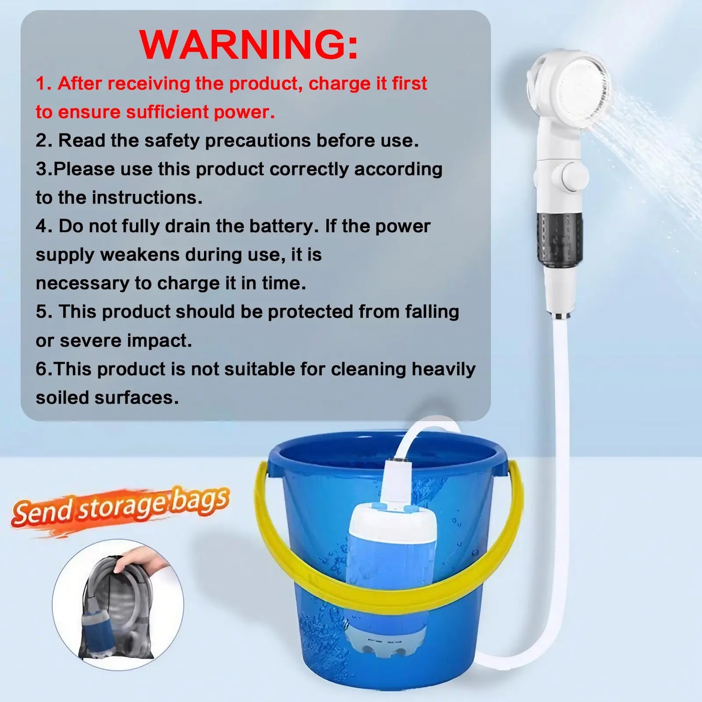 Rechargeable Portable Camping Shower Kit – Outdoor Shower Pump for Travel, Pets & Garden
