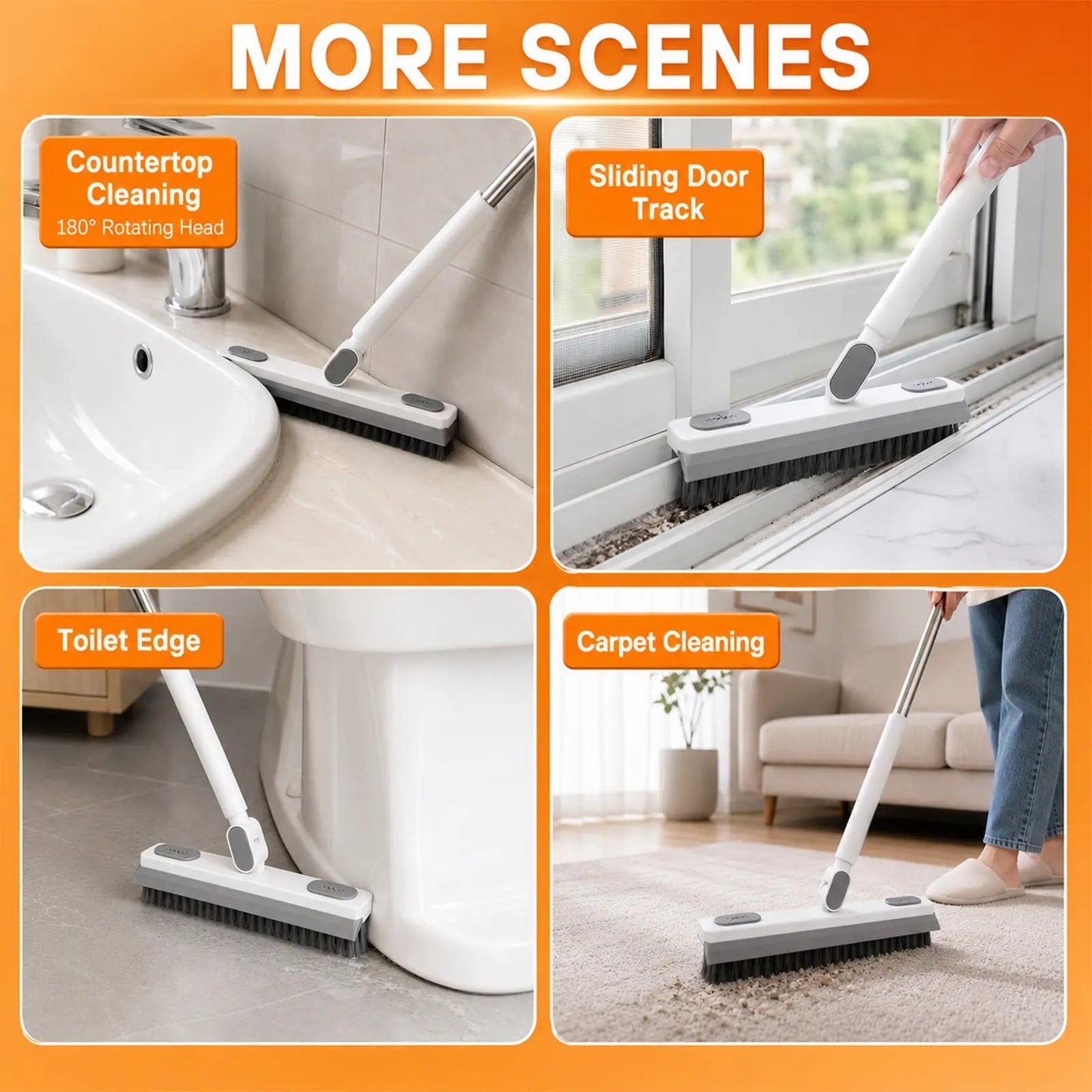 360° Rotating Extendable Gap Brush – No-Touch Deep Cleaner for Windows & Tile Tracks