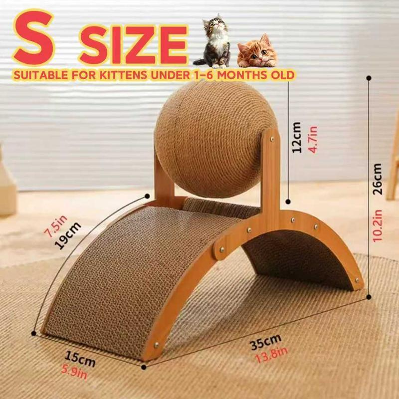 2-in-1 Cat Scratching Post & Ball - Wear-Resistant Natural Sisal Toy