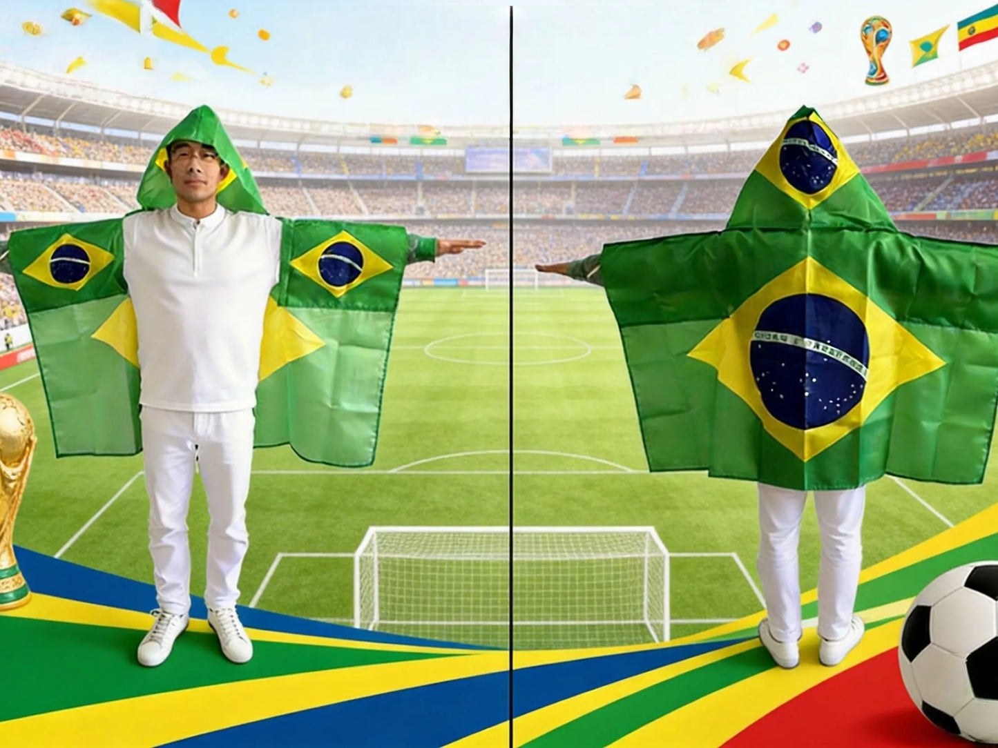 3x5FT Wearable Flag Cape – National Team Fan Hooded Flag for Stadiums & Celebrations