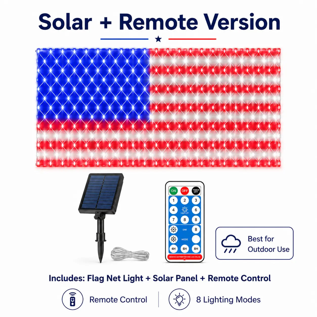 Super Bright American Flag Net Lights for Patriotic Holiday Decor