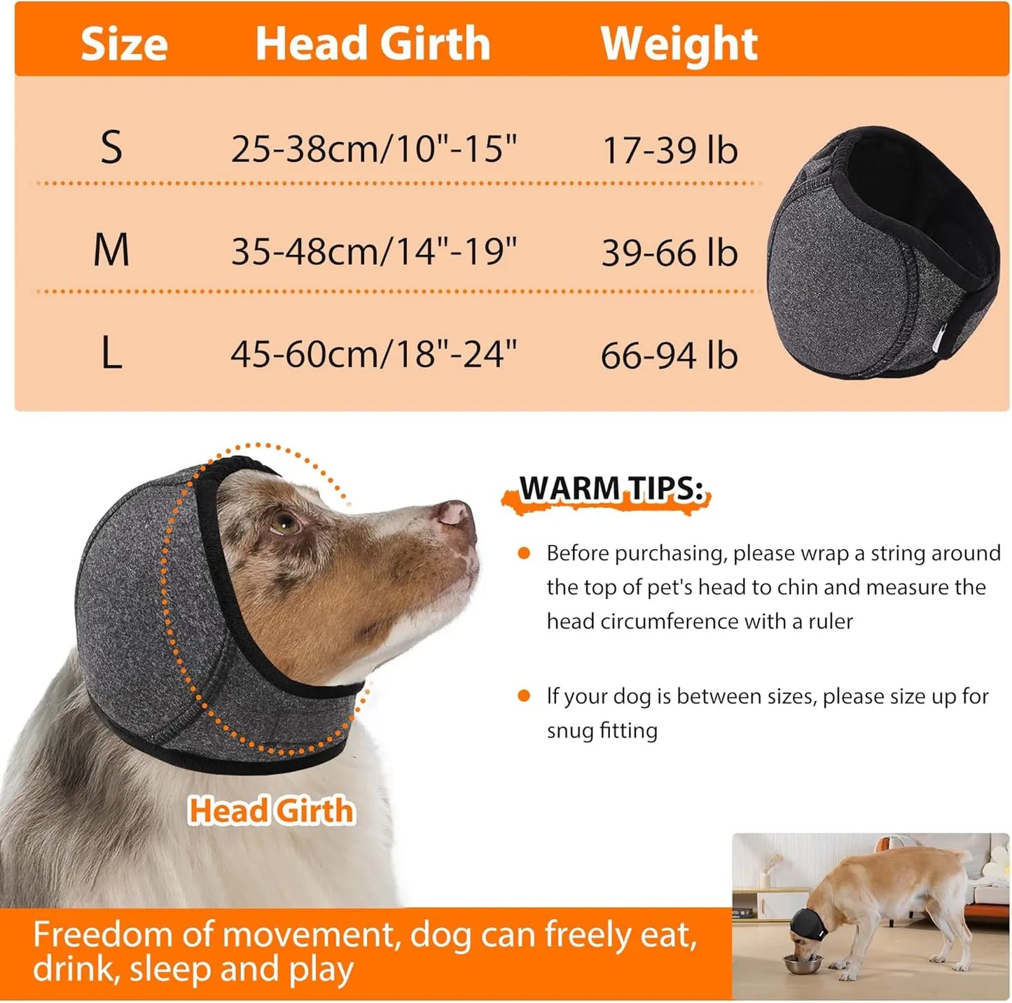 Dog Calming Ear Wrap for Bathing Grooming Fireworks and Anxiety Relief
