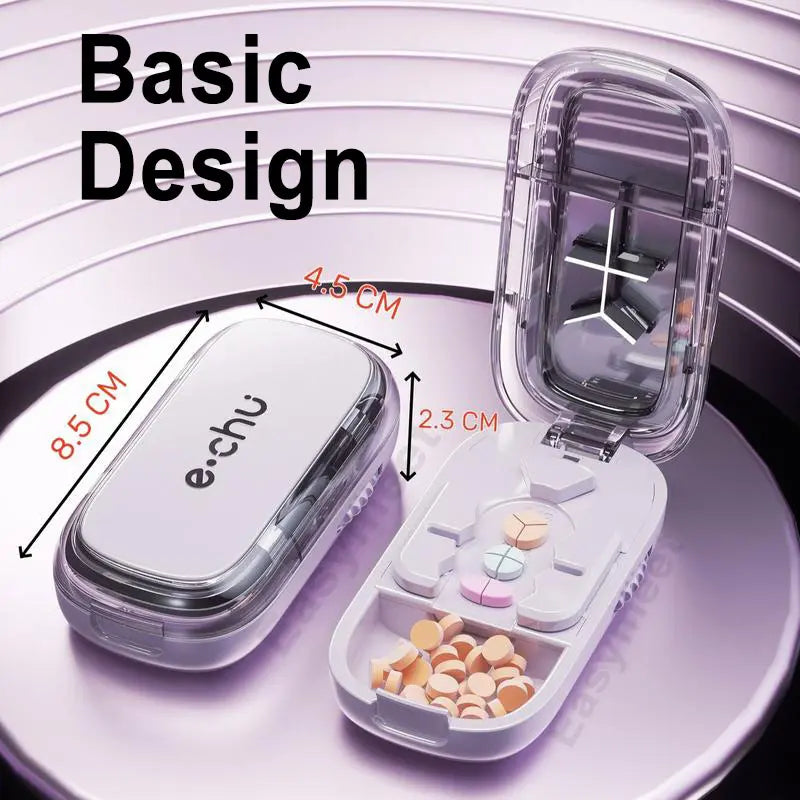3-in-1 Compact Splitter Pill Dispenser – Portable ABS-PC Healthcare Case for All Tablet Sizes