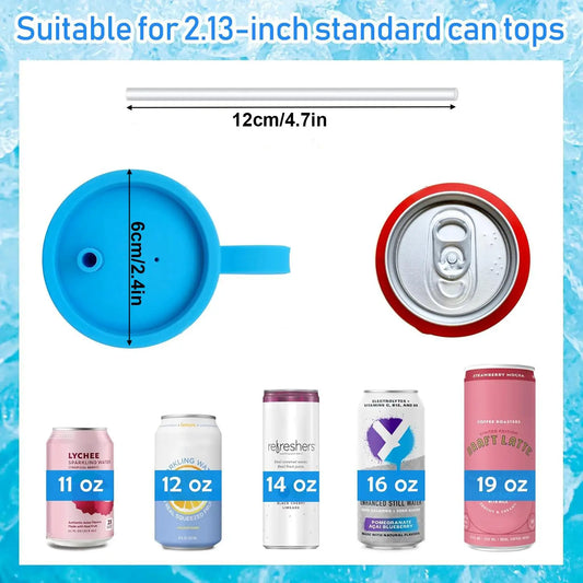 4-Pack Reusable Soda Can Lids with Straws - BPA-Free, Spill-Proof & Airtight Covers for Standard Beverage Cans