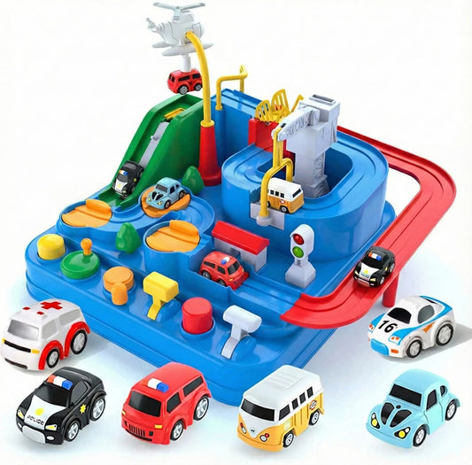 Kids Race Track Adventure Toy – Interactive Puzzle Track Playset with 6 Cars, Builds Thinking & Fine Motor Skills, Safe & Easy Assembly