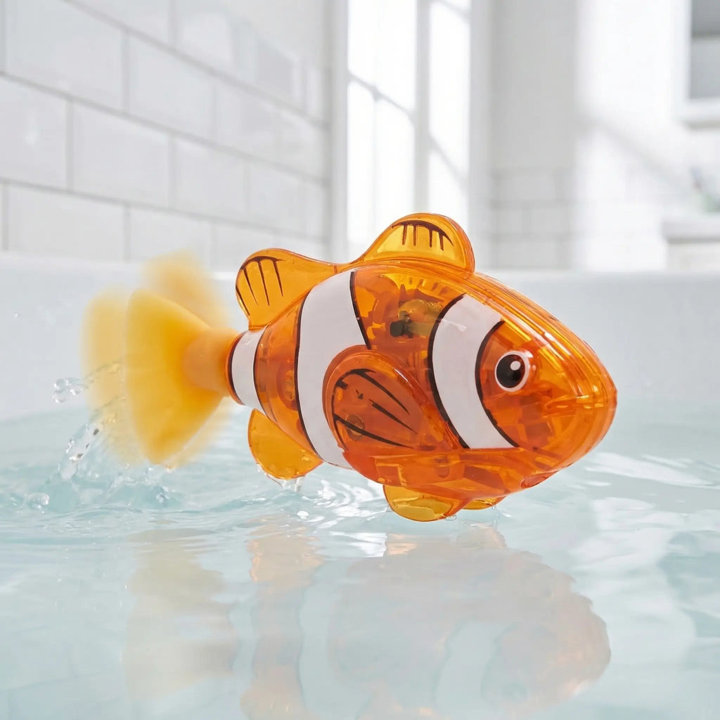 Electronic Pet Fish Bath Toy, 4pcs/set Induction Activated LED Light Up Swimming Fish, Waterproof Interactive Robot Clown Fish Toy with Slow Swaying Movement for Baby Toddlers Bath Time