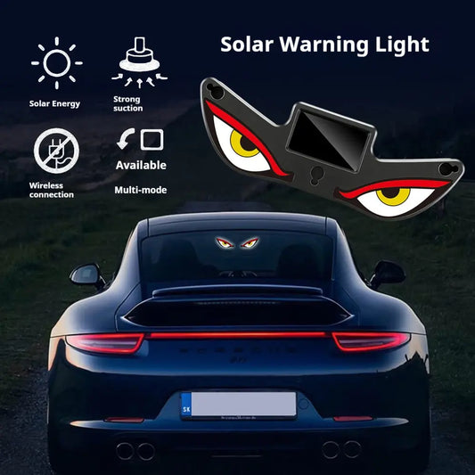 Solar LED Devil Eye Car Warning Light – Universal Rear Window Safety Light