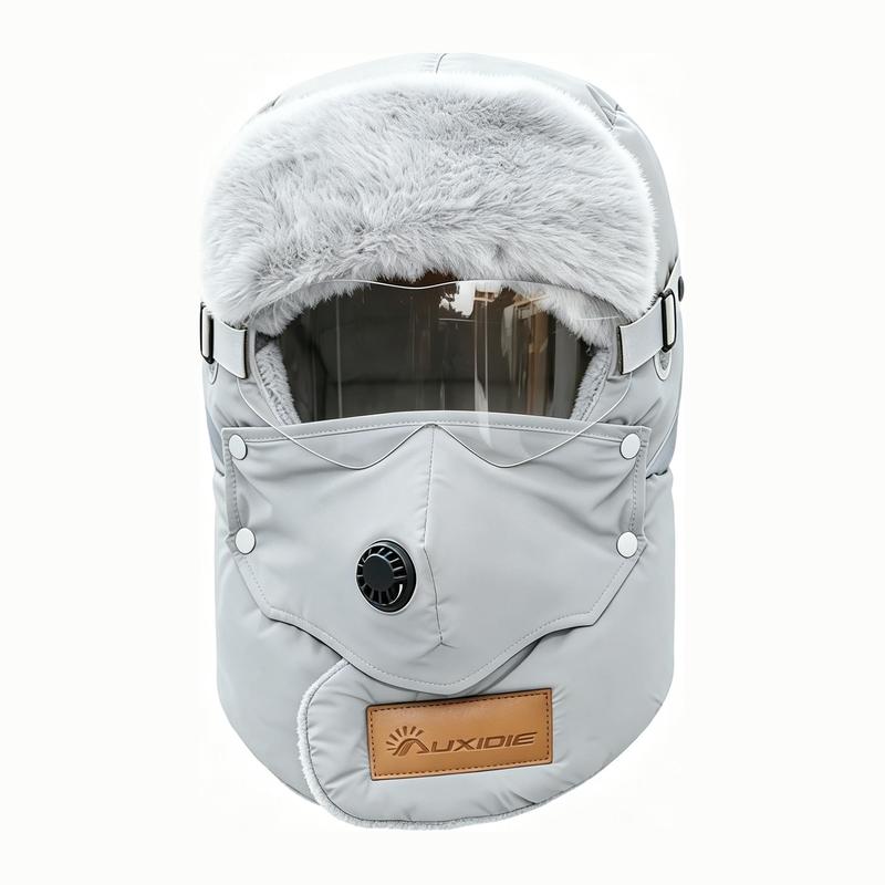 Unisex Fleece-Lined Winter Outdoor Biking Hat with Detachable Goggles