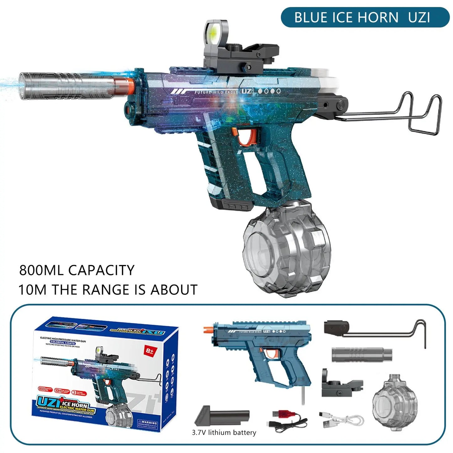 Adult and children's electric water guns, automatic high-power water guns, swimming pool toys, beach electric water guns, realistic muzzle flames.