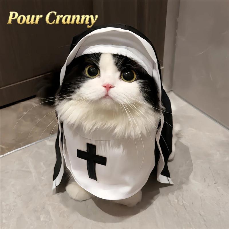 Unisex Upright Nun Costume for Small-Medium Dogs & Cats – Humorous Pet Photo Prop