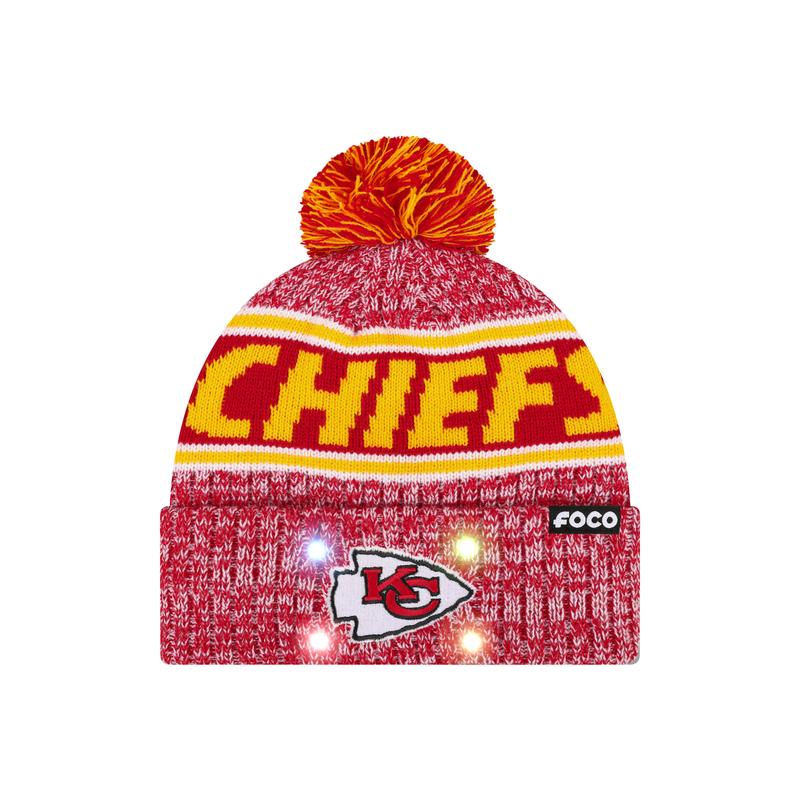 NFL Officially Licensed Team Color Warm Light up Pom Beanie