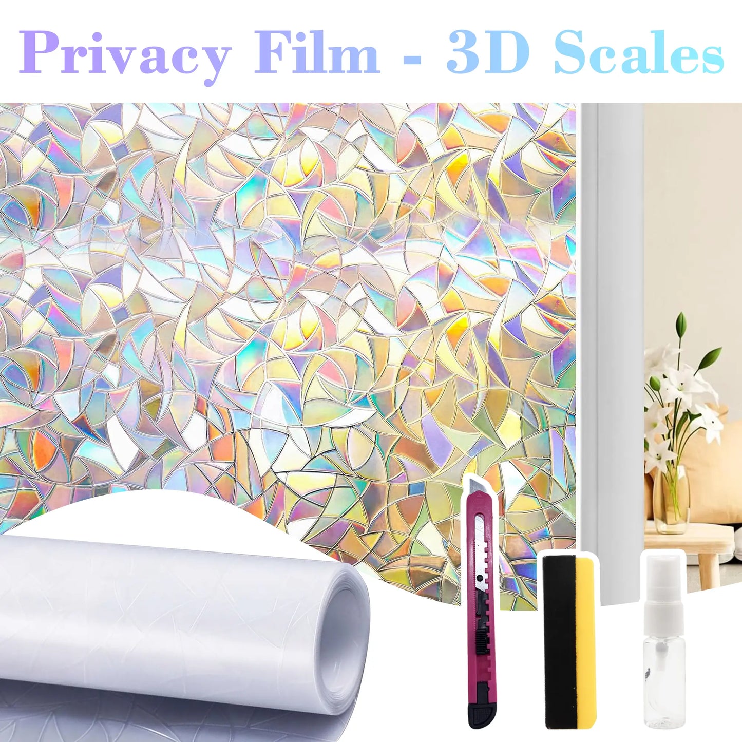 Static Cling Window Privacy Film – Removable UV Blocker & Reflective Mirror Tint for Glass Doors