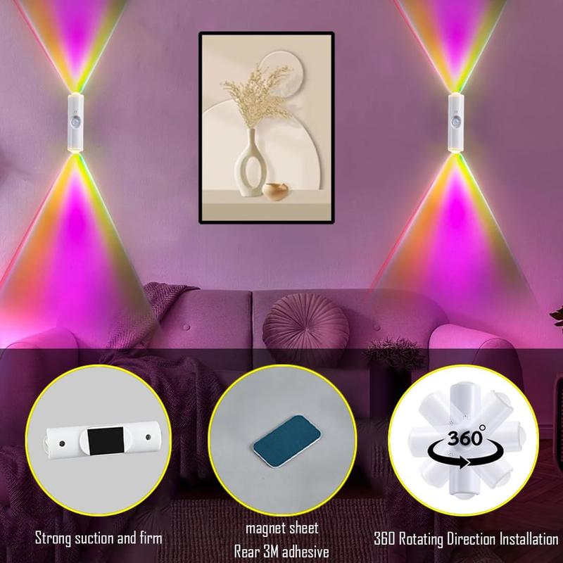 Smart LED Motion Sensor Magnetic Wall Lamp – Dimmable RGB USB Rechargeable Night Light