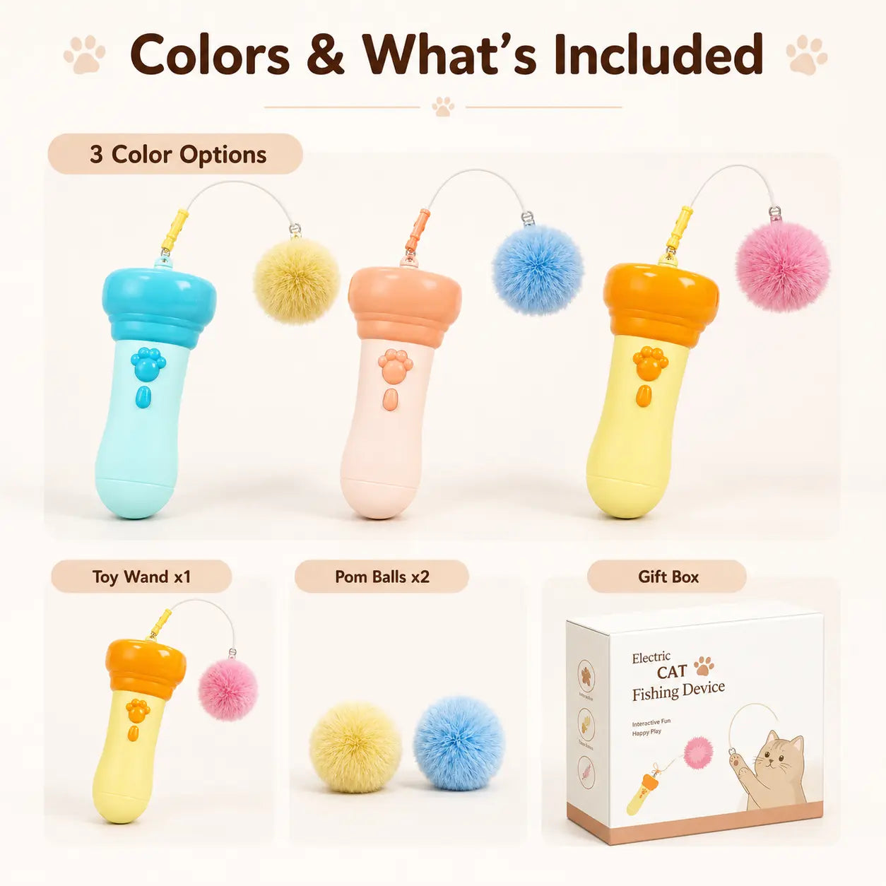 Electric Cat Teaser Toy with Fluffy Pom Balls for Indoor Cats