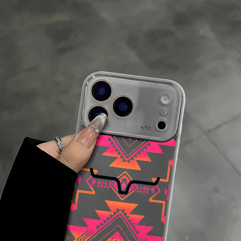 Western Bull Horn Aztec Geometric MagSafe Case – Gradient Ethnic Tribal Shockproof Cover for iPhone 17 Pro Max