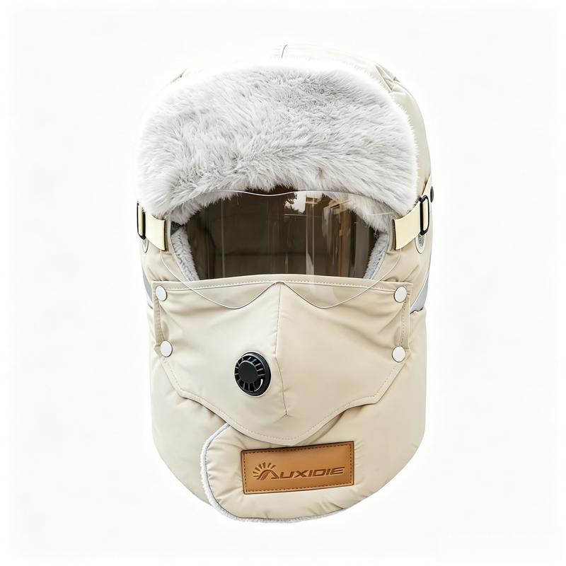 Unisex Fleece-Lined Winter Outdoor Biking Hat with Detachable Goggles