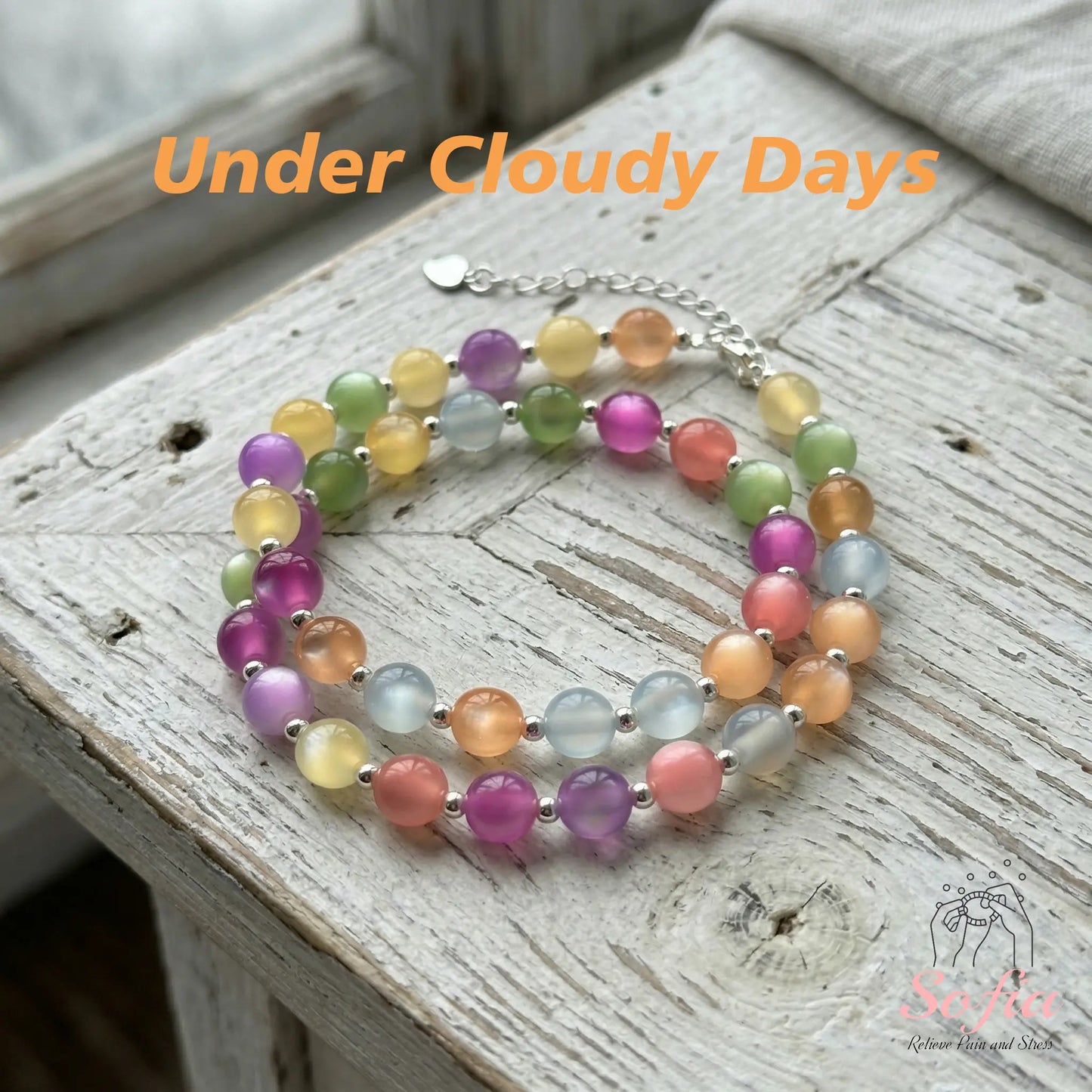 Sofia Dopamine Necklace - Rainbow Beaded Choker - UV Reactive Necklace Waterproof - Summer Jewelry Stainless Steel, Stackable