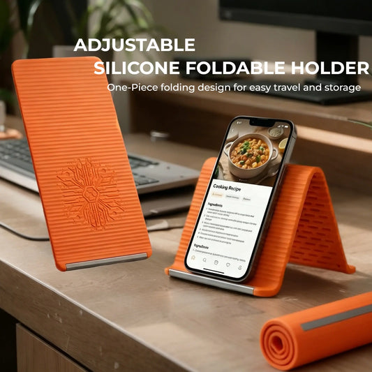 Flexible Silicone Aluminum Phone holder stand, Bendable Rollable Foldable Design, Universal Adjustable Anti-Slip Desktop Mount for Phone Tablet Laptop, Portable Ergonomic Holder for Home Office Travel-YY