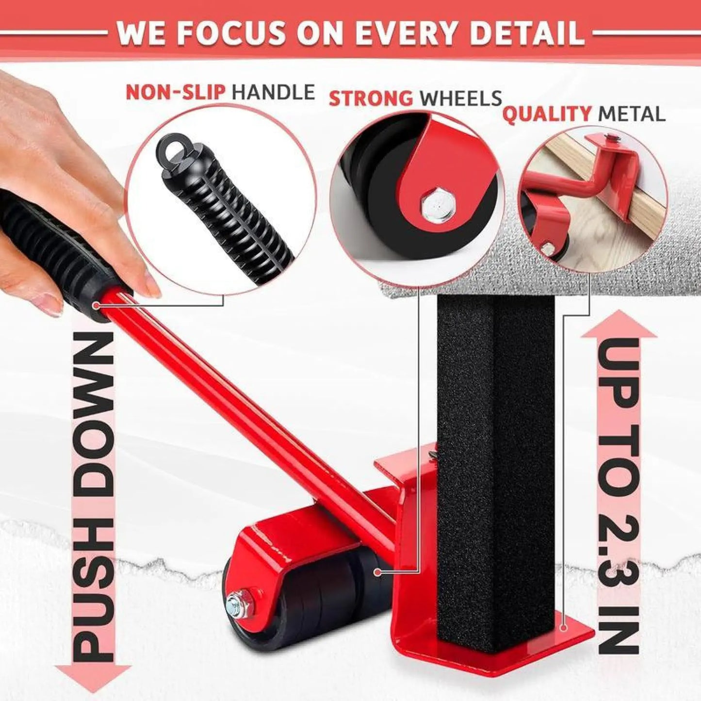 Furniture Mover with Wheels & Furniture Lifter Set,600 Lbs Capacity for Moving Heavy Furniture,360 °   Rotation Wheels Furniture Dolly,Sofa,Refrigerator,Cabinet peel and stick flooring.