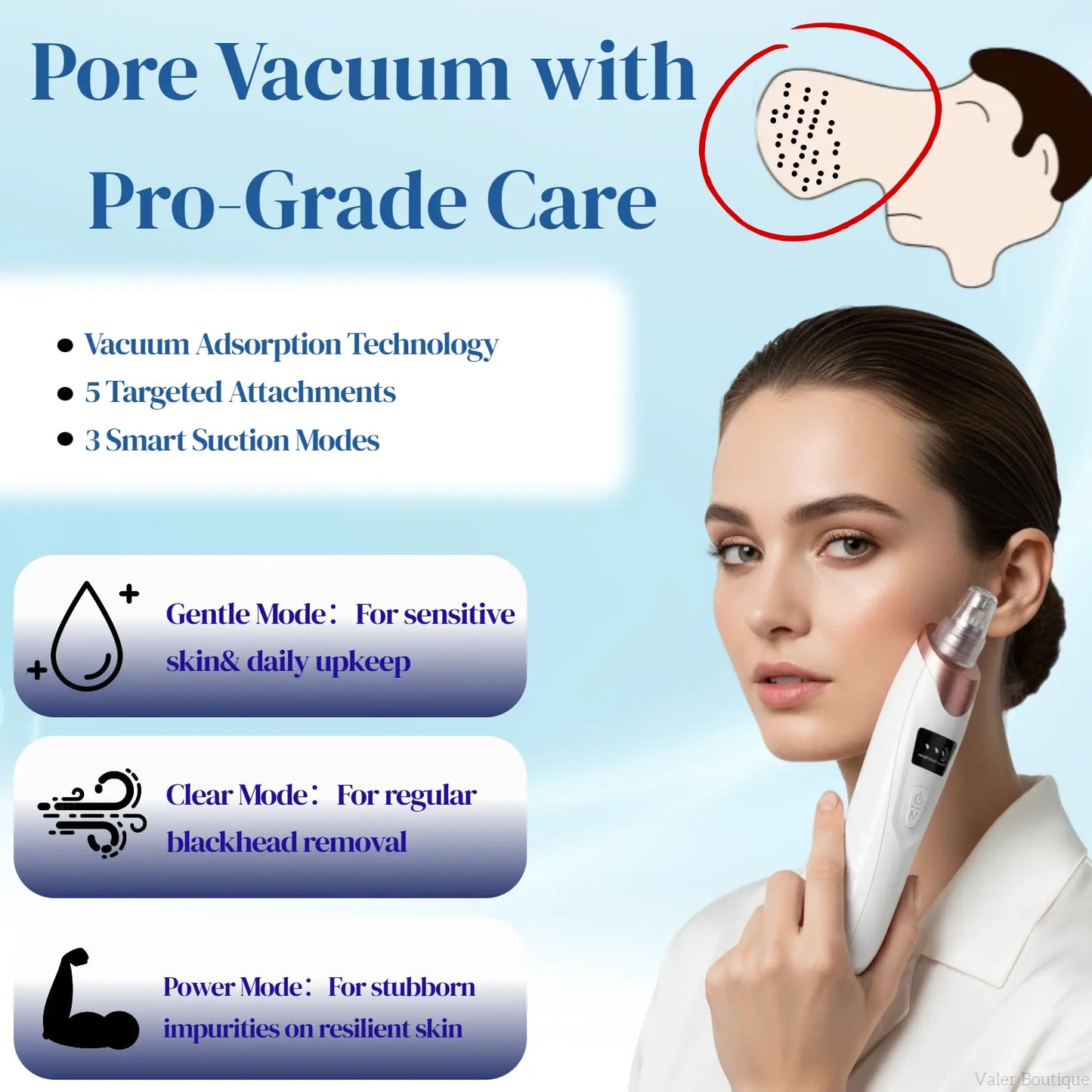 Electric Blackhead Remover – USB Pore Vacuum Facial Cleaner