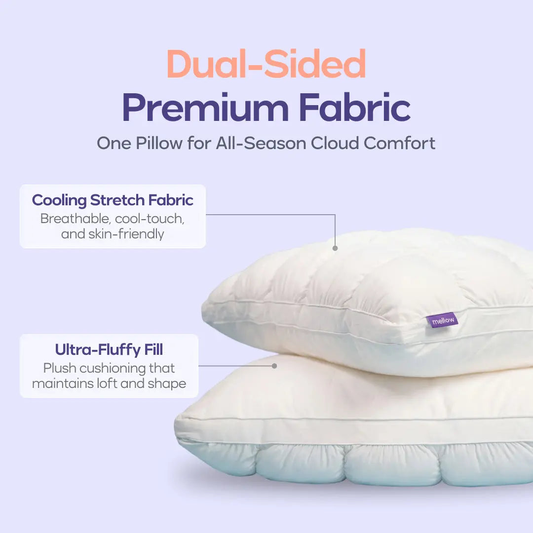Mellow Sleep Puff Pillow - Fluffy Quilted Bed Pillow with Cloud-Like Comfort for All Sleepers