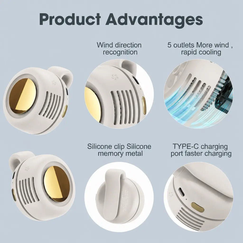 Westdeer Portable Silent Mini Bladeless Electric Fan,Adjustable 3-speed Suspended Waist Fans,Phone Cooling Fan,Personal Fan,Rotating BodyFan Suitable for Outdoor Travel,fathersdaygift,rechargeable personal fan,handheld turbo fan,Perfect Gift