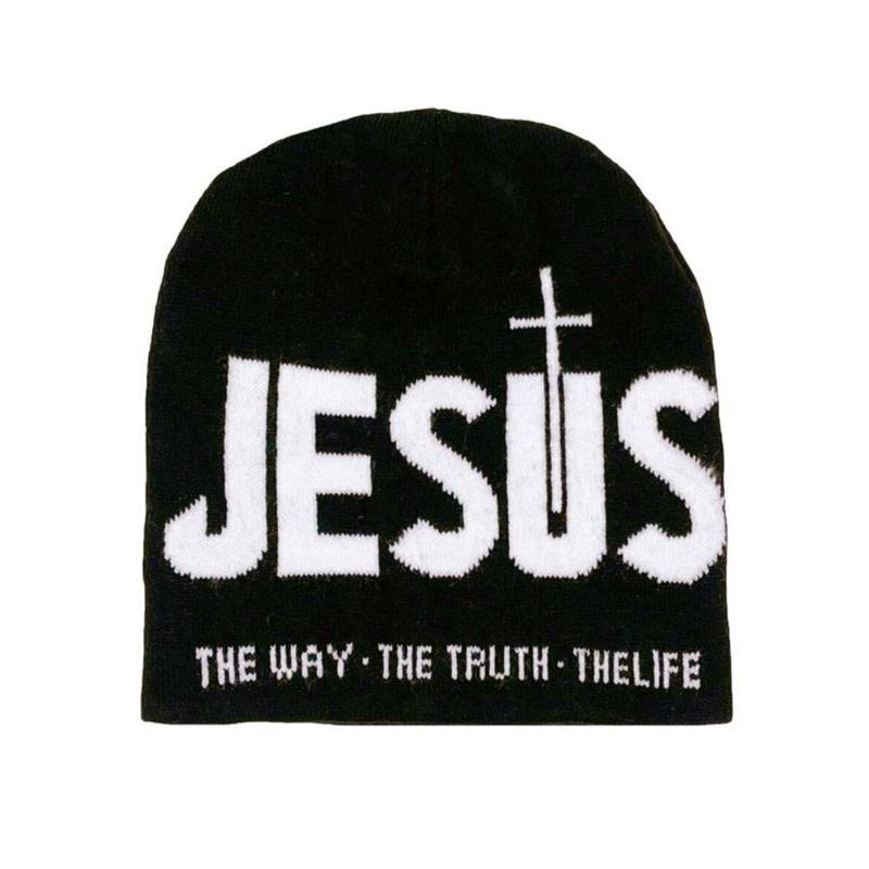 Unisex Y2K Heart & Cross Jacquard Knit Beanie Cap for Cold Weather