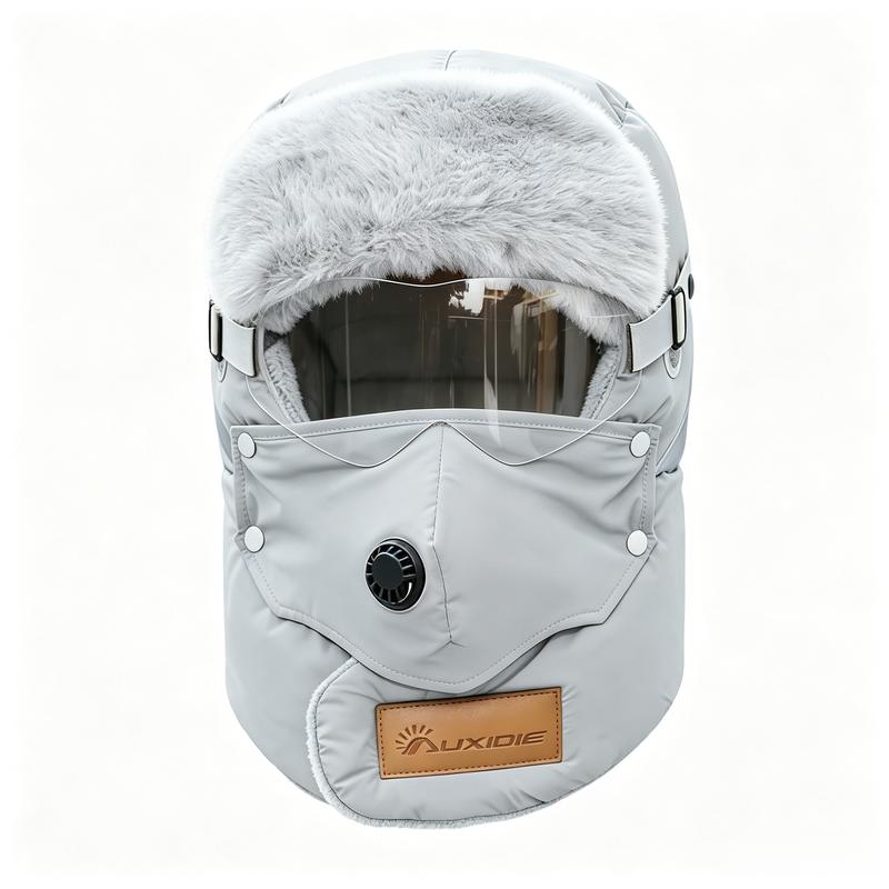 Unisex Fleece-Lined Winter Outdoor Biking Hat with Detachable Goggles