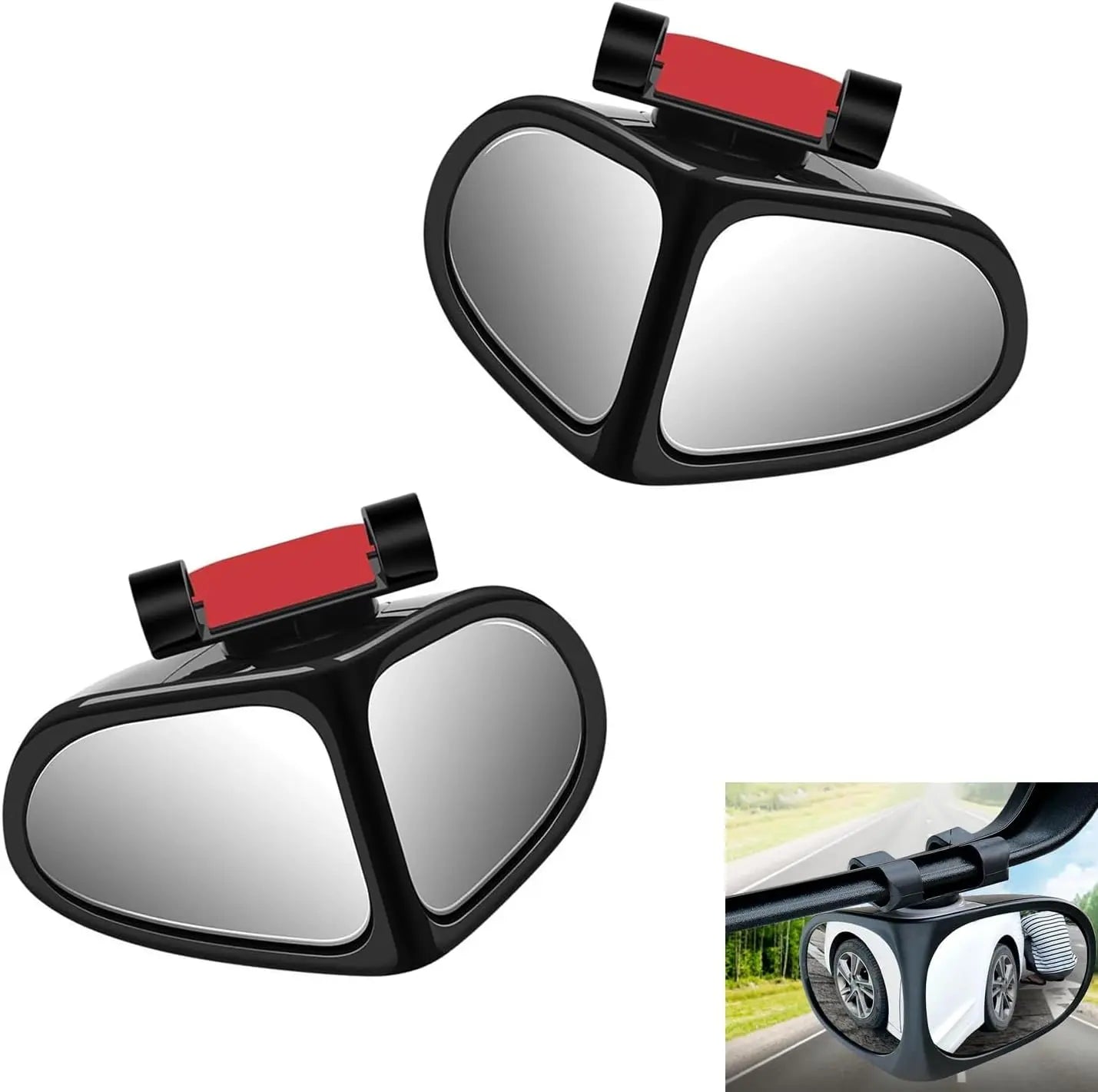 360° Rotatable Dual-Lens Blind Spot Mirror – Real Glass Rearview Auxiliary Mirror for Safe Reversing