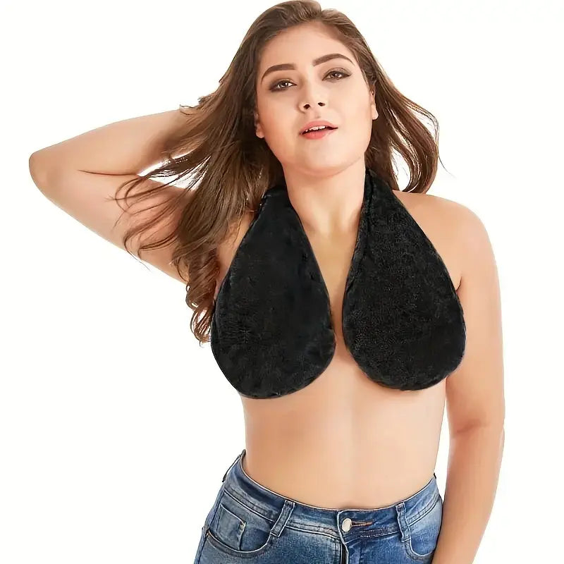 Super Soft Plush Towel Bra – Breathable Hanging Neck Chest Wrap